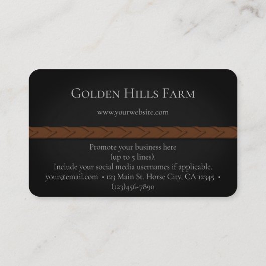 Eggbutt Snaffle Bit & Laced Reins Dubbel Monogram Visitekaartje (Achterkant)