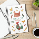 Eggcelent Ideas Funny Chicken Pun Notitieboek<br><div class="desc">Edelcelent Ideas Funny Chicken Pun Notitieboek Dit schattige tijdschrift met handgetekende kuikens, eieren, veren, een haan en een kip is de perfecte plek om al je gedachten en noten te schrijven! Kies uit verschillende papierstijlen voor uw eigen behoeften. Gebruik als kogeljournaal, schetsboek, schoolboek, dagboek, voor het maken van lijsten, een...</div>