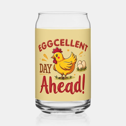 Eggcellent Day Ahead Funny Chicken Boerderij Blikvorm Glas (Voorkant)