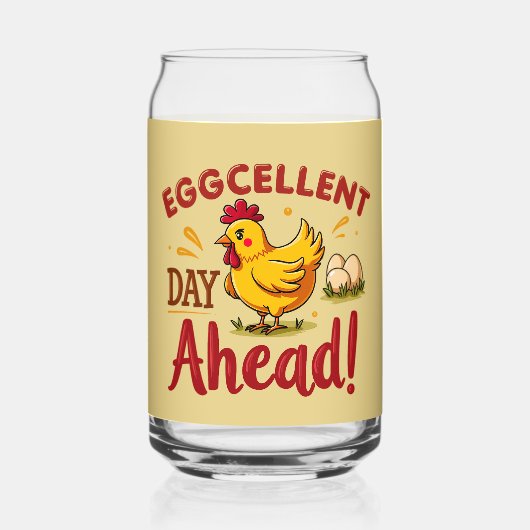 Eggcellent Day Ahead Funny Chicken Boerderij Blikvorm Glas (Achterkant)