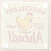 Eggcellent Day Ahead Funny Chicken Boerderij Glazen Onderzetter (Achterkant)