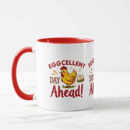 Eggcellent Day Ahead Funny Chicken Boerderij Mok (Links)