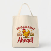 Eggcellent Day Ahead Funny Chicken Boerderij Tote Bag (Voorkant)