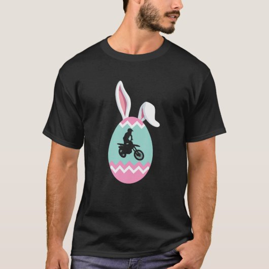 Eggcellent Dirt Bike Easter Bunny Ears Gift T-shirt (Voorkant)