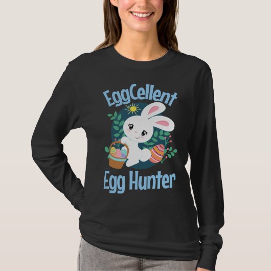 Eggcellent Egg Hunter Cute Easter Bunny Quote Sayi T-shirt (Voorkant)
