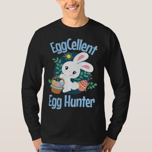 Eggcellent Egg Hunter Cute Easter Bunny Quote Sayi T-shirt (Voorkant)