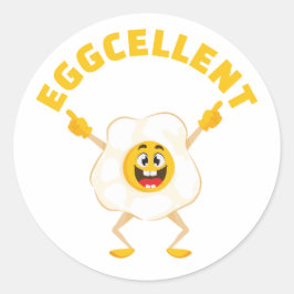 Eggcellent Schattige Funny Smiling Egg Ronde Sticker