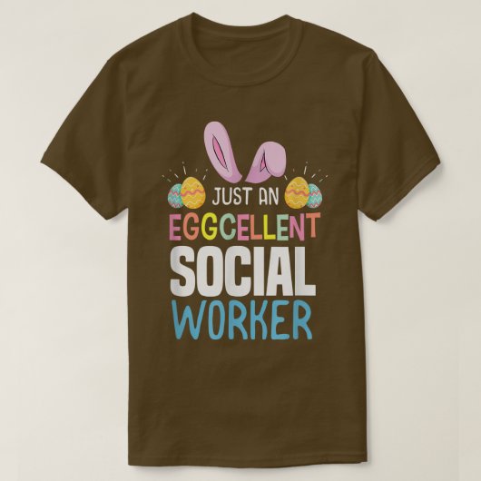 Eggcellent Social Worker Easter Bunny Ears T-shirt (Design voorkant)