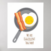 Eggcellent Together Cute Bacon and Egg Wall Decor Poster (Voorkant)