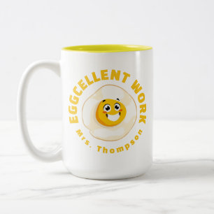 Eggcellent Work Schattige Egg Terug naar school Le Tweekleurige Koffiemok