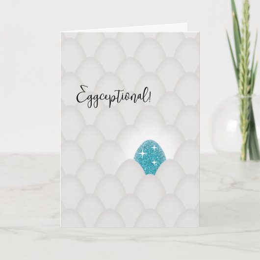 Eggceptioneel! Blauwe Glitter Ei Felicitaties Kaart (Voorkant)