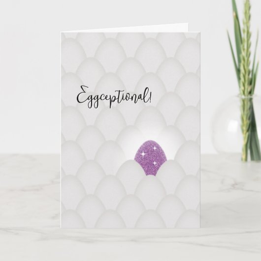 Eggceptioneel! Paarse Glitter Ei Felicitaties Kaart (Voorkant)