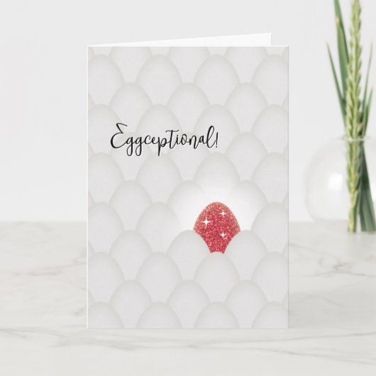 Eggceptioneel! Rode Glitter Ei Felicitaties Kaart (Voorkant)