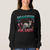 Eggcited For Easter Bunny Ferret Rabbit Kids Trui (Voorkant)