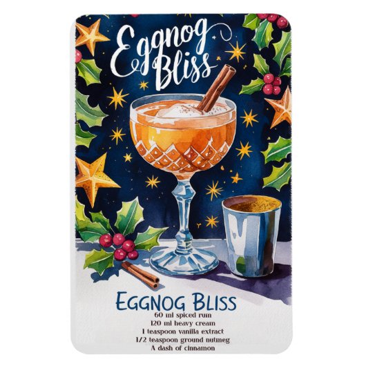 Eggnog Bliss Holiday Cocktail Recept Magneet (Verticaal)