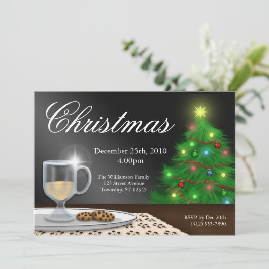 Eggnog en Cookies Kerst Uitnodigingen (Staand voorkant)