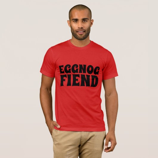 EGGNOG FIEND Funny Kerstmis T-Shirts (Voorkant volledig)