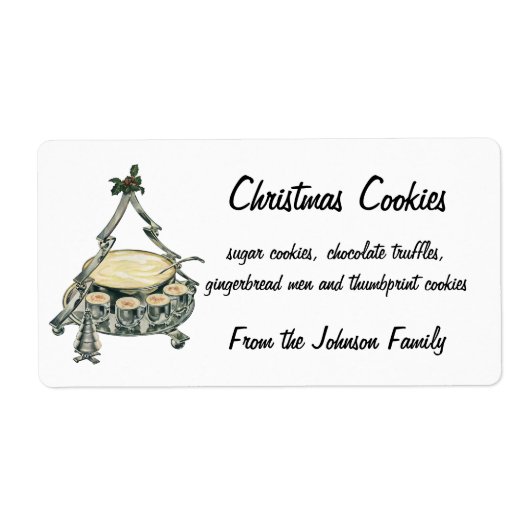 Eggnog in een Vintage kerstboom Punch Bowl Etiket (Voorkant)