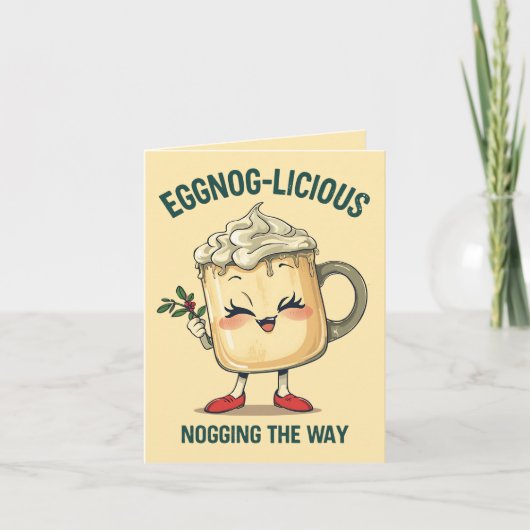 Eggnog-licious – Funny Christmas Eggnog Pun  Kaart (Voorkant)