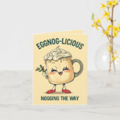 Eggnog-licious – Funny Christmas Eggnog Pun  Kaart (Gele Bloem)