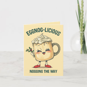 Eggnog-licious – Grappige Kerst Eggnog Woordgrap Kaart