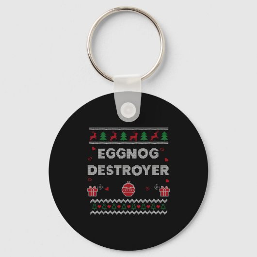 Eggnog Lover Funny Ugly Christmas Style Xmas Gift Sleutelhanger (Voorkant)