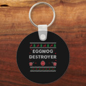 Eggnog Lover Funny Ugly Christmas Style Xmas Gift Sleutelhanger (Voorkant)