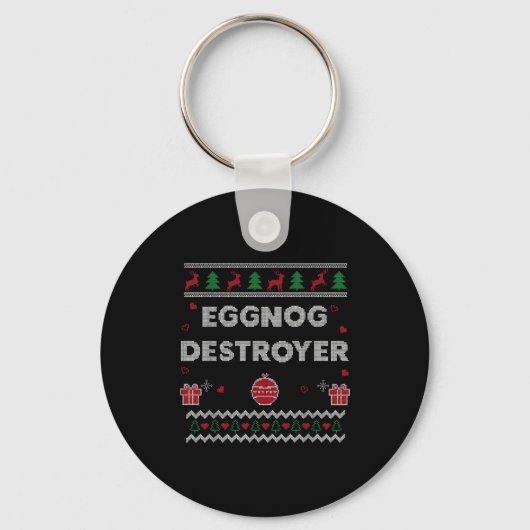 Eggnog Lover Funny Ugly Christmas Style Xmas Gift  Sleutelhanger (Voorkant)