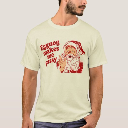 Eggnog Makes Santa Flatulent T-shirt (Voorkant)