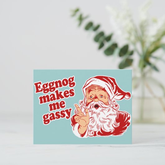 Eggnog Makes Santa Gassy Feestdagenkaart (Staand voorkant)