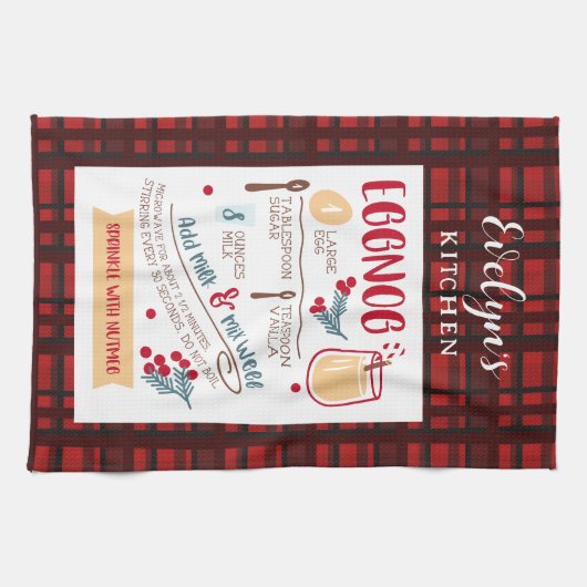 Eggnog Recept Feestelijke Kerst Custom Theedoek (Horizontaal)