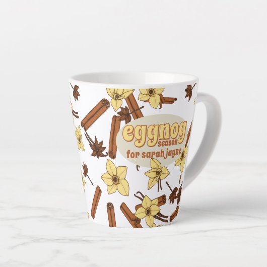 Eggnog seizoen gepersonaliseerde Cozy Latte Mok (Rechterhoek)