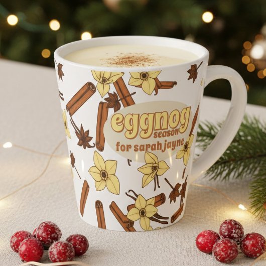 Eggnog seizoen gepersonaliseerde Cozy Latte Mok