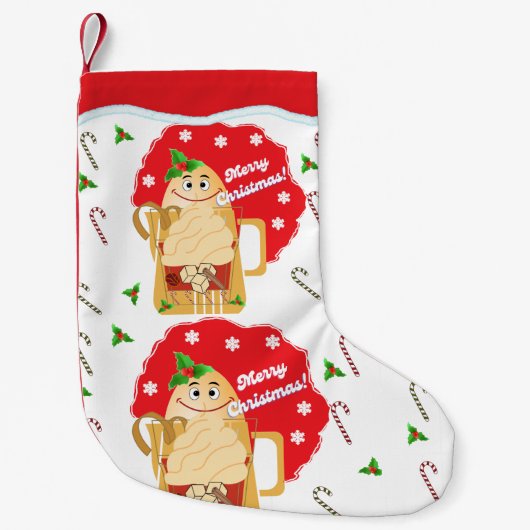 Eggnog Stocking - enkele zijprint terug rood Kleine Kerstsok (Voorkant)