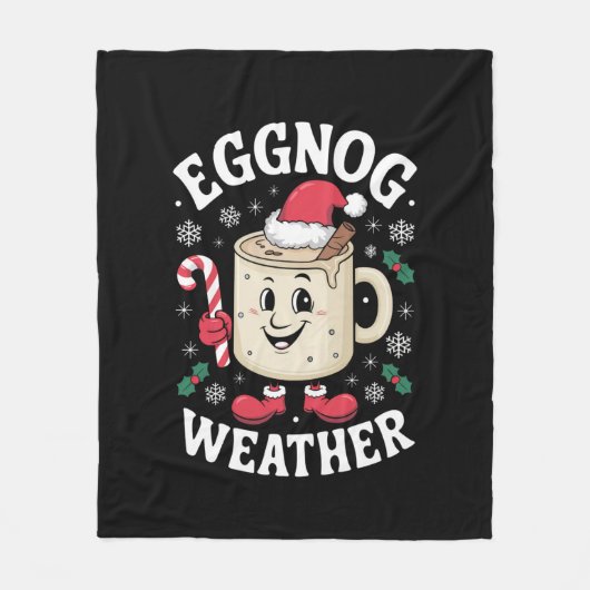 Eggnog Weer Kerst Retro Kerstmis Fleece Deken (Voorkant)