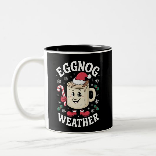Eggnog Weer Kerst Retro Kerstmis Tweekleurige Koffiemok (Links)