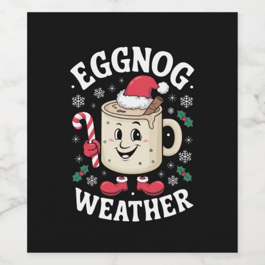 Eggnog Weer Kerst Retro Kerstmis Wijn Etiket (Enkel label)