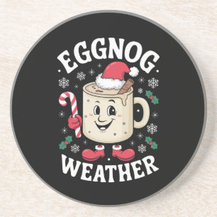 Eggnog Weer Kerst Retro Kerstmis Zandsteen Onderzetter
