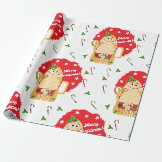 Eggnog Wrap Kerstmis 2023 Cadeaupapier (Uitgerold)