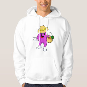 Eggplant als boer met wortel hoodie