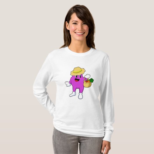 Eggplant als boer met wortel t-shirt (Voorkant volledig)