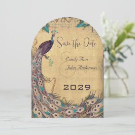 Eggplant Aqua Peacock  3 Veters Kaart