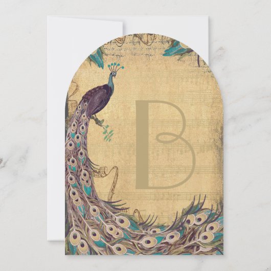 Eggplant Aqua Peacock 3 Veters Kaart (Achterkant)