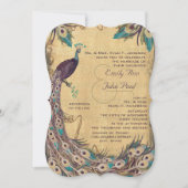 Eggplant Aqua Peacock  3 Veters Kaart (Voorkant)