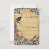Eggplant Aqua Peacock  3 Veters RSVP Kaartje (Voorkant)