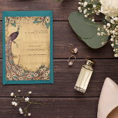 Eggplant Aqua Peacock  3 Veters RSVP Kaartje