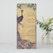 Eggplant Aqua  Peacock Wedding Kaart (Staand voorkant)