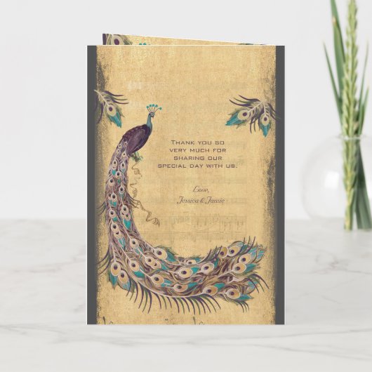 Eggplant Aqua  Peacock Wedding Programme Programma (Achterkant)