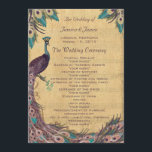 Eggplant Aqua  Peacock Wedding Programme Programmakaart<br><div class="desc">Eggplant Aqua  Peacock Wedding Programme Peacock Wedding Invitations</div>