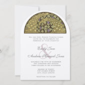 Eggplant Art Nouveau Peacock Wedding Invitation Kaart (Voorkant)